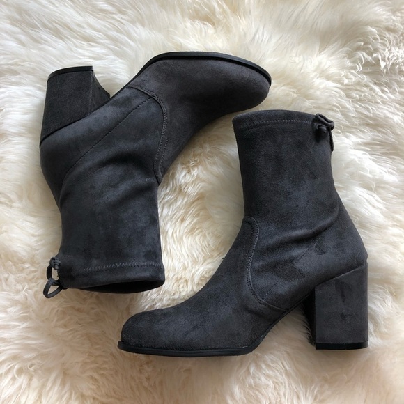 Stuart Weitzman Shorty Slate Suede Bootie 6 - Picture 4 of 8